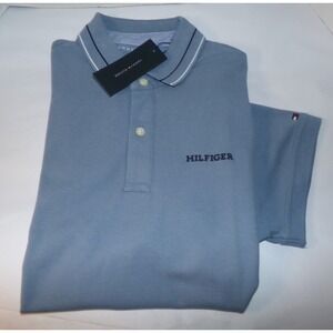 TOMMY HILFIGER MEN'S S/S POLO SHIRT~LRG~BLUE~NWT